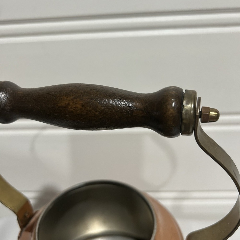 Vintage Marketworld 1980s Copper Tea Kettle with Wooden Handle Made in Portugal - Picture 6 of 14